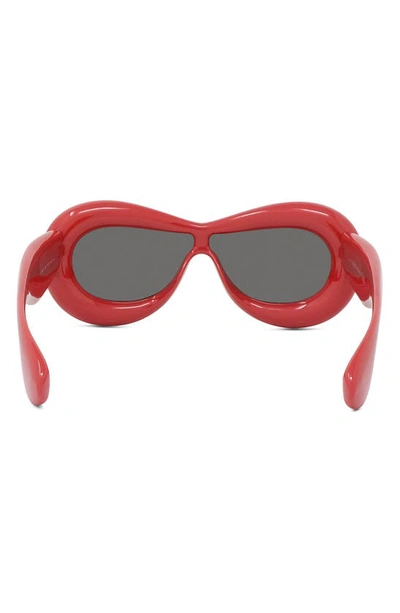Shop Loewe Round Sunglasses In Shiny Red / Smoke