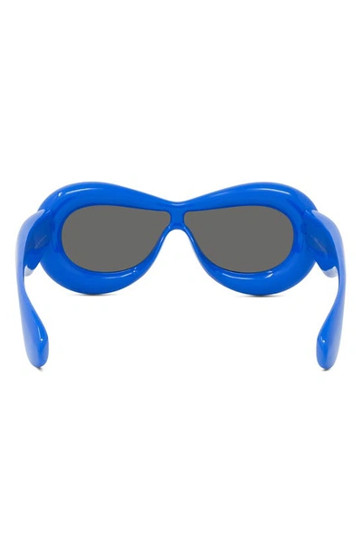 Shop Loewe Round Sunglasses In Shiny Blue / Smoke