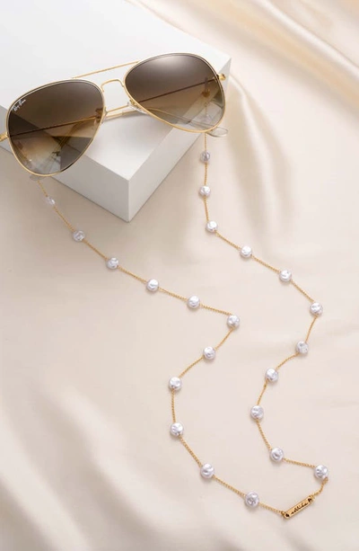 Shop Ettika Imitation Pearl Eyeglass Chain In Gold