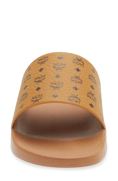 Shop Mcm Monogram Slide Sandal In Cognac