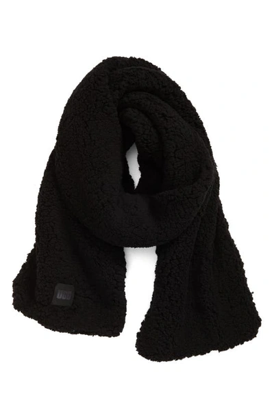 Shop Ugg Oversize Faux Shearling Scarf In Black