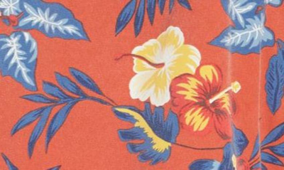Fair Harbor The Bungalow Stripe Board Shorts In Red Tropics