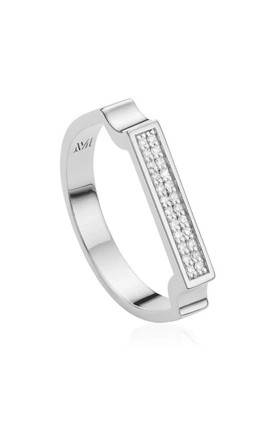 Shop Monica Vinader Diamond Signature Ring In Silver