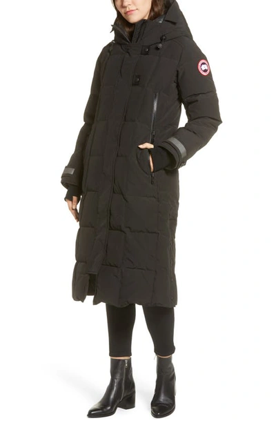 Shop Canada Goose Elmwood Longline 625 Fill Power Down Jacket In Black - Noir