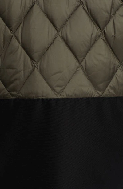 Shop Moncler Ornon Mixed Media Quilted Shirt Jacket In Dark Green