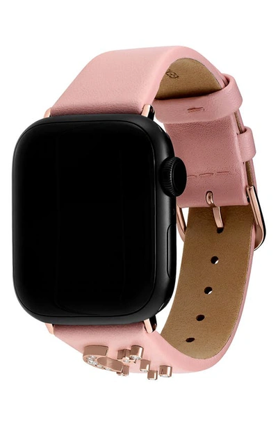 Shop Olivia Burton Celestial Leather 20mm Apple Watch® Watchband In Blush