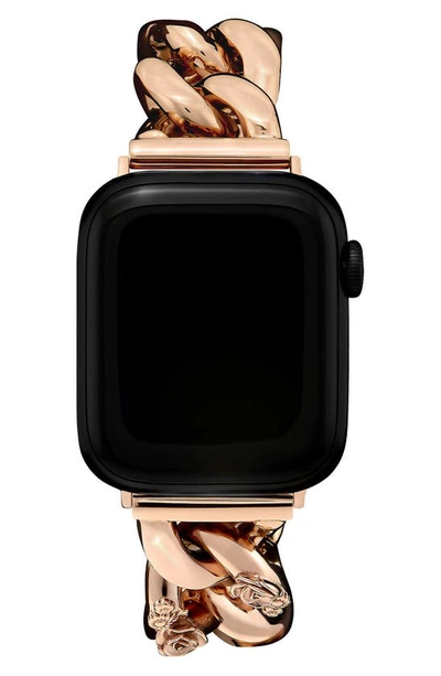 Shop Olivia Burton Floral Link 20mm Apple Watch® Bracelet Watchband In Rose Gold