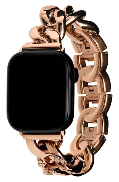 Shop Olivia Burton Floral Link 20mm Apple Watch® Bracelet Watchband In Rose Gold