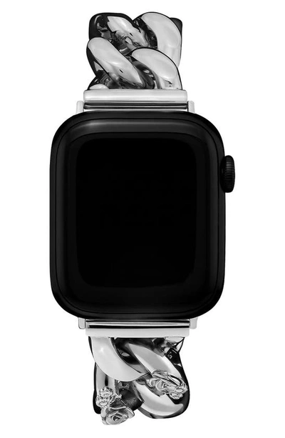 Shop Olivia Burton Floral Link 20mm Apple Watch® Bracelet Watchband In Silver