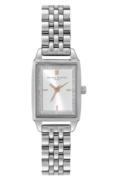 Olivia Burton Women's Quartz Silver-tone Stainless Steel Bracelet Watch 25.5mm X 20.5mm In White