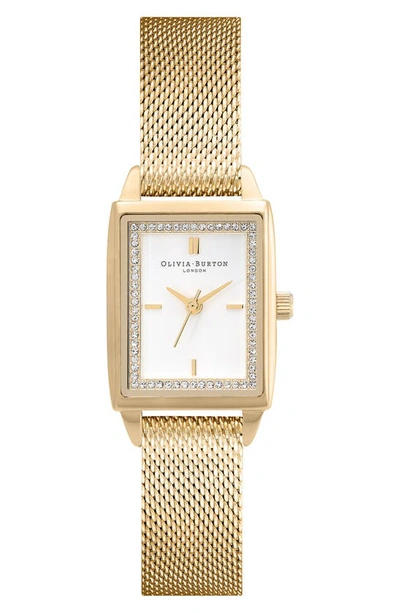 Shop Olivia Burton Classics Rectangular Mesh Strap Watch, 20mm In Gold