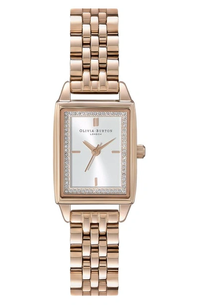 Olivia Burton Women's Quartz Carnation Gold-tone Stainless Steel Bracelet Watch 25.5mm X 20.5mm In White