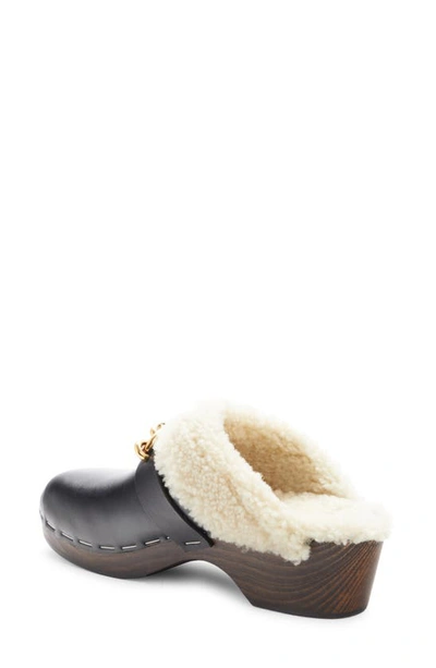 Shop Saint Laurent Genuine Shearling Lined Clog In Nero/ Nero