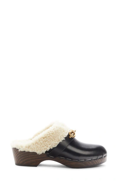 Shop Saint Laurent Genuine Shearling Lined Clog In Nero/ Nero