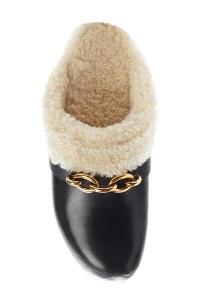 Shop Saint Laurent Genuine Shearling Lined Clog In Nero/ Nero