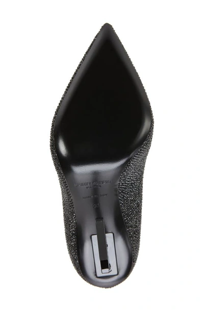 Shop Saint Laurent Opyum Crystal Embellished Pointed Toe Pump In Nero/ Jet