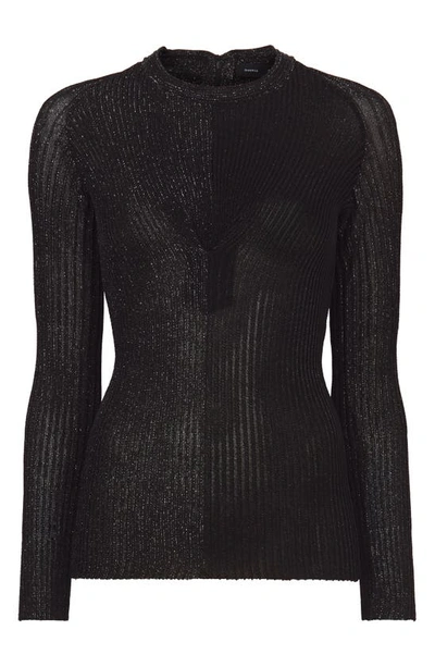 Shop Proenza Schouler Metallic Rib Crewneck Sweater In Black