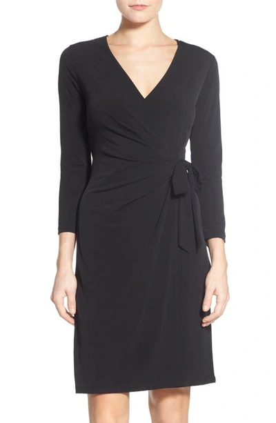 Shop Anne Klein Faux Wrap Jersey Dress In Black