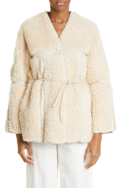 Shop Zimmermann Kaleidoscope Genuine Shearling Jacket In Vanilla