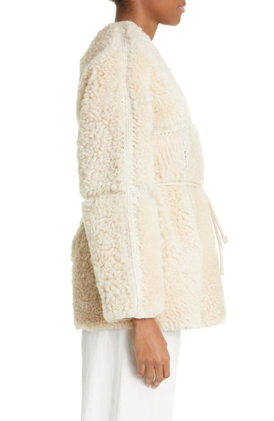 Shop Zimmermann Kaleidoscope Genuine Shearling Jacket In Vanilla