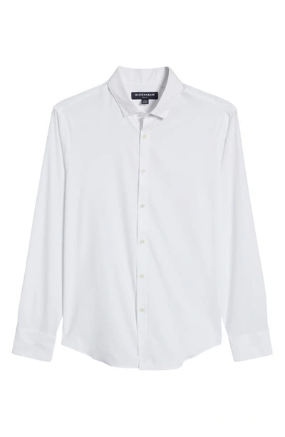 Shop Mizzen + Main Mizzen+main Leeward Solid No-tuck Stretch Performance Button-up Shirt In White Solid