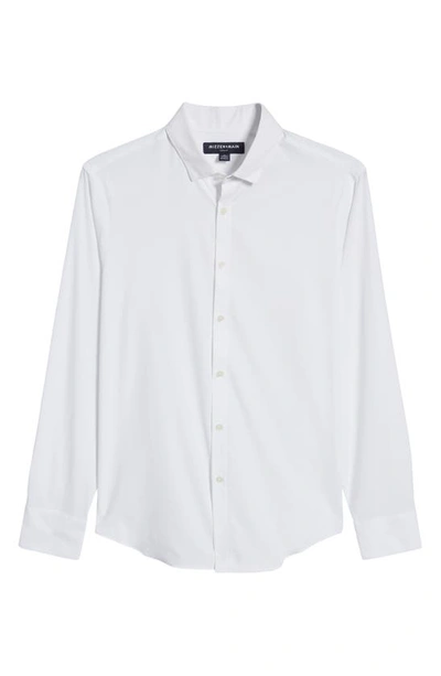 Shop Mizzen + Main Leeward Solid No-tuck Stretch Performance Button-up Shirt In White Solid