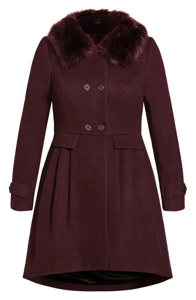 CITY CHIC GRANDIOSE COAT WITH FAUX FUR COLLAR 