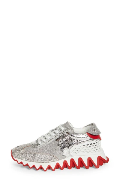Shop Christian Louboutin Loubishark Crystal Embellished Sneaker In Version Silver