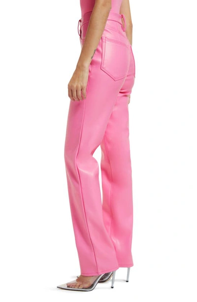 Shop Good American Better Than Leather Faux Leather Good Icon Pants In Sorority Pink003