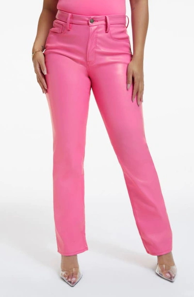 Shop Good American Better Than Leather Faux Leather Good Icon Pants In Sorority Pink003