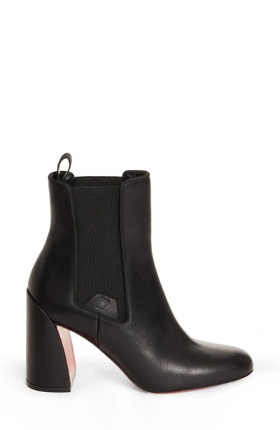 Christian Louboutin Turelastic Leather Red Sole Ankle Booties In Black
