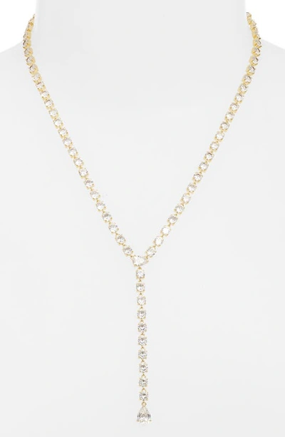 Melinda Maria Cubic Zirconia Y-necklace In Gold/white Diamondettes