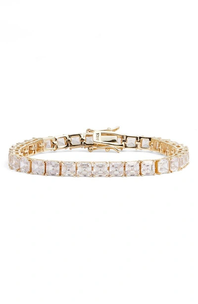 Shop Melinda Maria The Queen's Tennis Bracelet In Gold/white Diamondettes