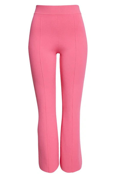 Shop Adam Lippes Flare Leg Jacquard Knit Ankle Pants In Hot Pink