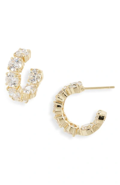 Shop Melinda Maria Oh She Fancy Inside Out Huggie Hoop Earrings In Gold/white Diamondettes