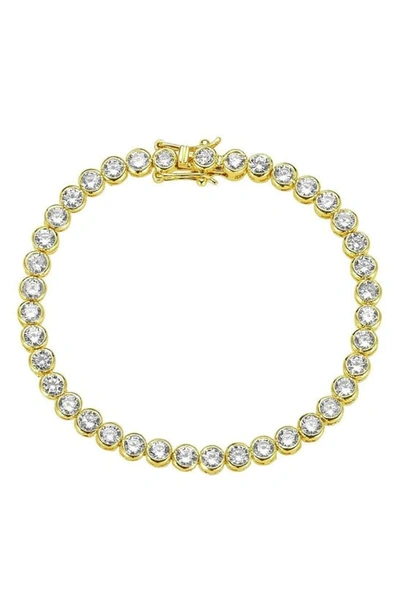 Shop Melinda Maria Baroness Tennis Bracelet In Gold/white Diamondettes