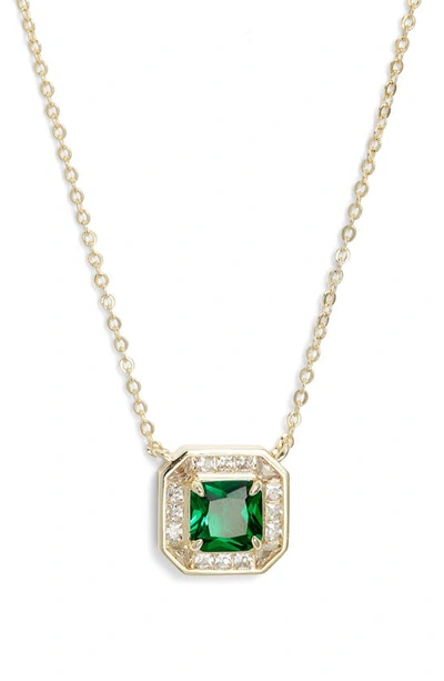 Shop Melinda Maria The Gatsby Pendant Necklace In Gold/emerald Green