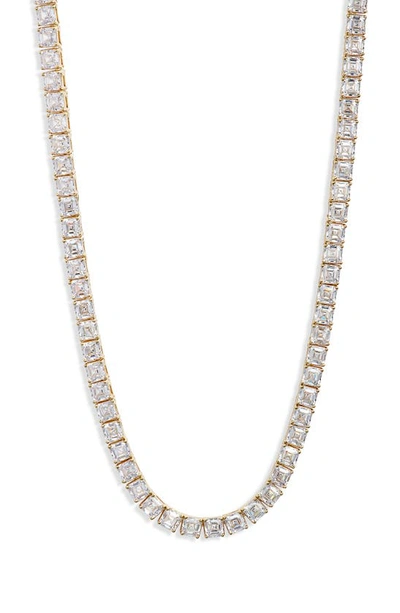 Shop Melinda Maria The Queen's Tennis Necklace In Gold White Diamondettes