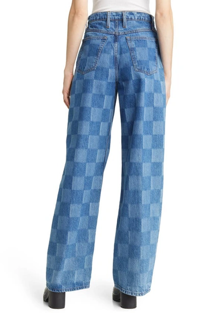 Shop Frame Le High 'n' Tight Wide Leg Jeans In Indigo Check