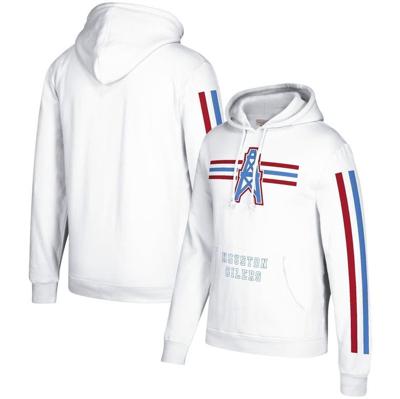 Shop Mitchell & Ness White Houston Oilers Three Stripe Pullover Hoodie