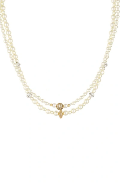 Ettika Set Of 2 Imitation Pearl Necklaces In Gold