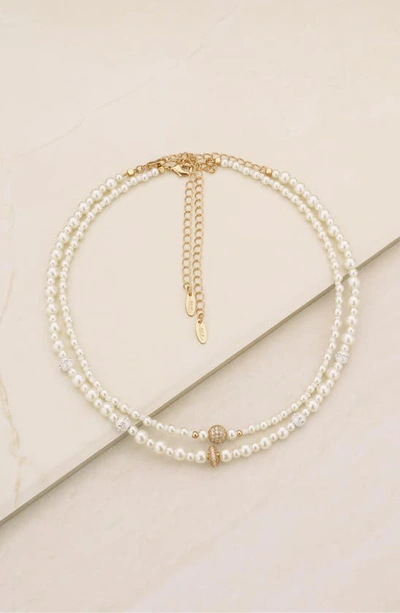 Ettika Set Of 2 Imitation Pearl Necklaces In Gold
