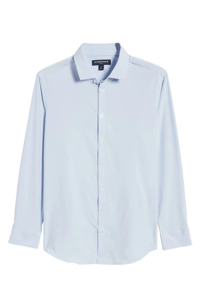 Shop Mizzen + Main Leeward Trim Fit Solid Performance Button-up Shirt In Light Blue Solid