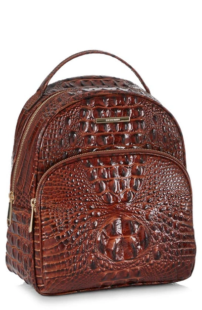 Shop Brahmin Chelcy Croc Embossed Leather Backpack In Pecan