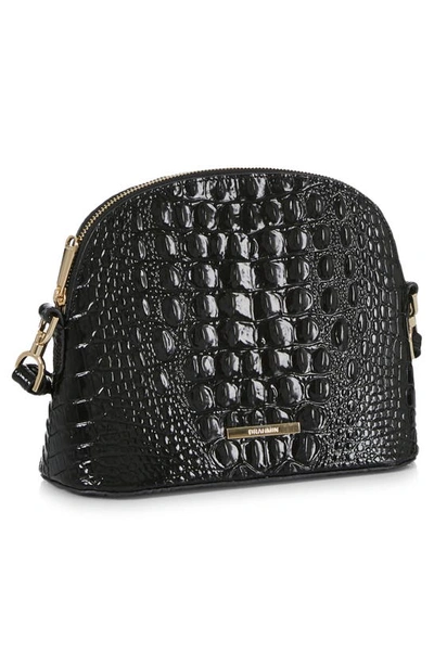 Shop Brahmin Georgina Small Croc Embossed Leather Dome Crossbody Bag In Black