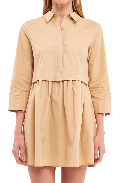 ENGLISH FACTORY ENGLISH FACTORY LONG SLEEVE MINI SHIRTDRESS 