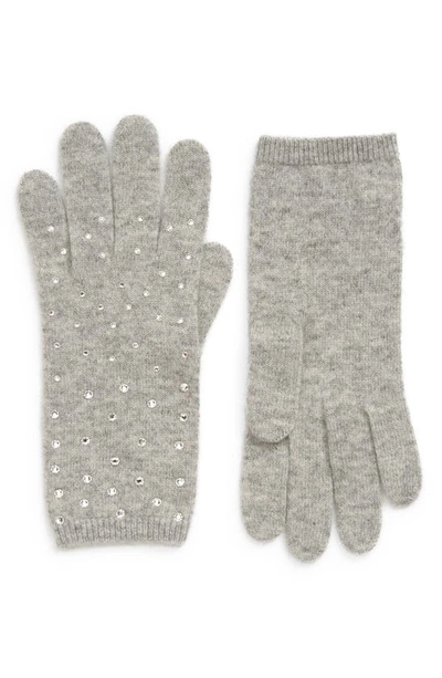 Shop Carolyn Rowan Accessories Crystal Cashmere Gloves In Light Heather Grey