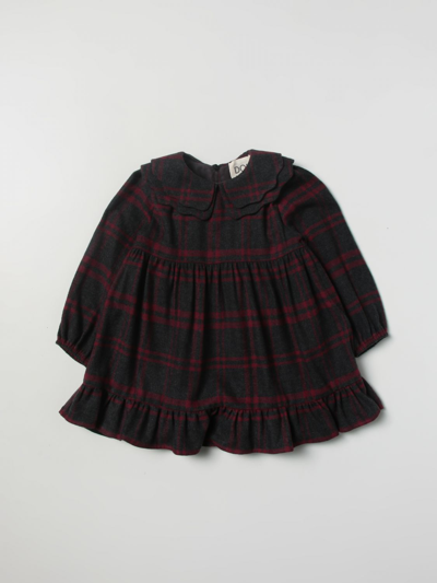 Douuod Check-print Long-sleeve Dress In Grey