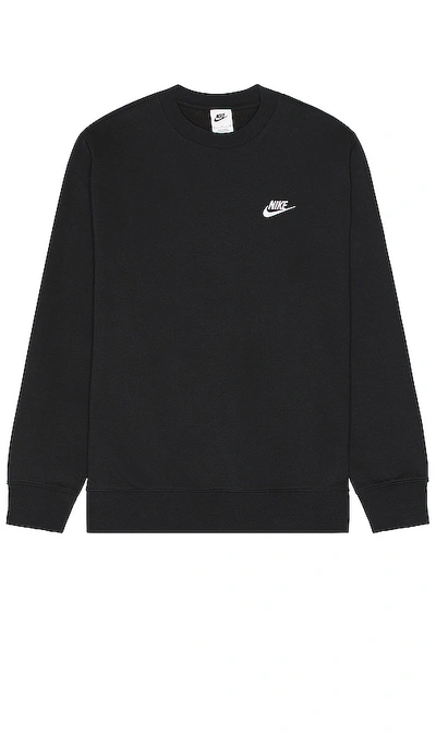 Shop Nike Club Crew Neck Sweatshirt In Black & White