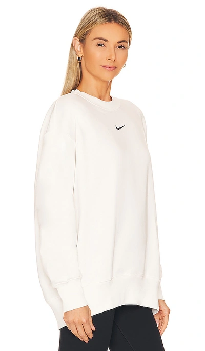 Shop Nike Nsw Fleece Crewneck Sweatshirt In Sail & Black